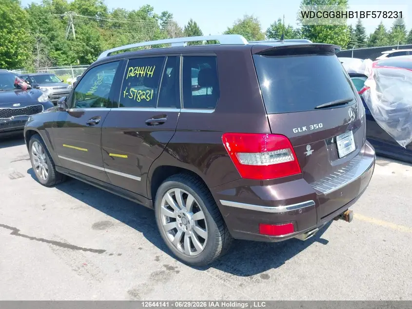 2011 Mercedes-Benz Glk 350 4Matic VIN: WDCGG8HB1BF578231 Lot: 12644141