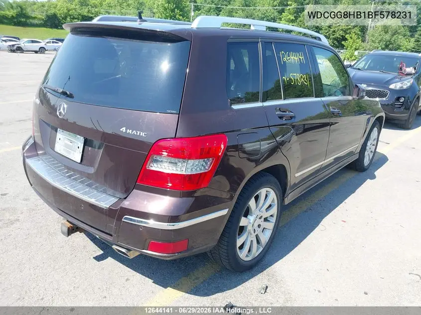 2011 Mercedes-Benz Glk 350 4Matic VIN: WDCGG8HB1BF578231 Lot: 12644141