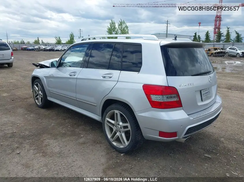 2012 Mercedes-Benz Glk 350 4Matic VIN: WDCGG8HB6CF923657 Lot: 12637909