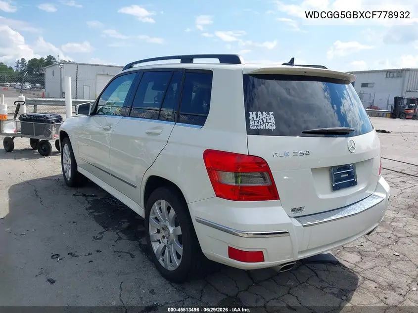 2012 Mercedes-Benz Glk 350 VIN: WDCGG5GBXCF778932 Lot: 45513496