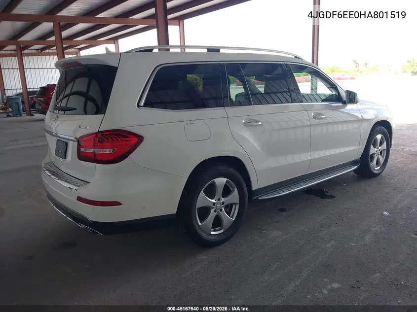 2017 Mercedes-Benz Gls 450 4Matic VIN: 4JGDF6EE0HA801519 Lot: 45167640