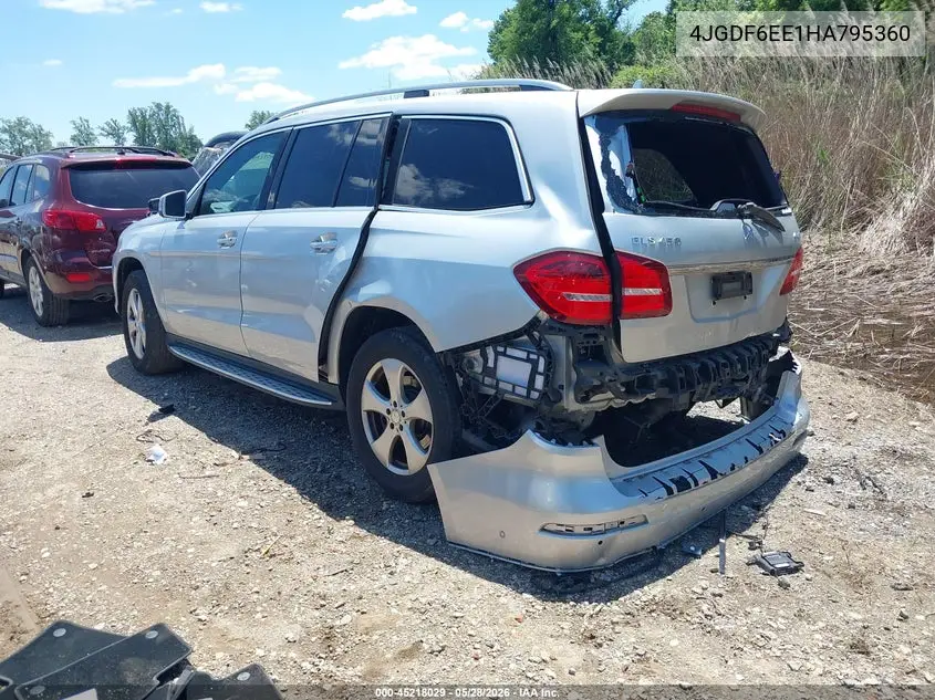 2017 Mercedes-Benz Gls 450 4Matic VIN: 4JGDF6EE1HA795360 Lot: 45218029