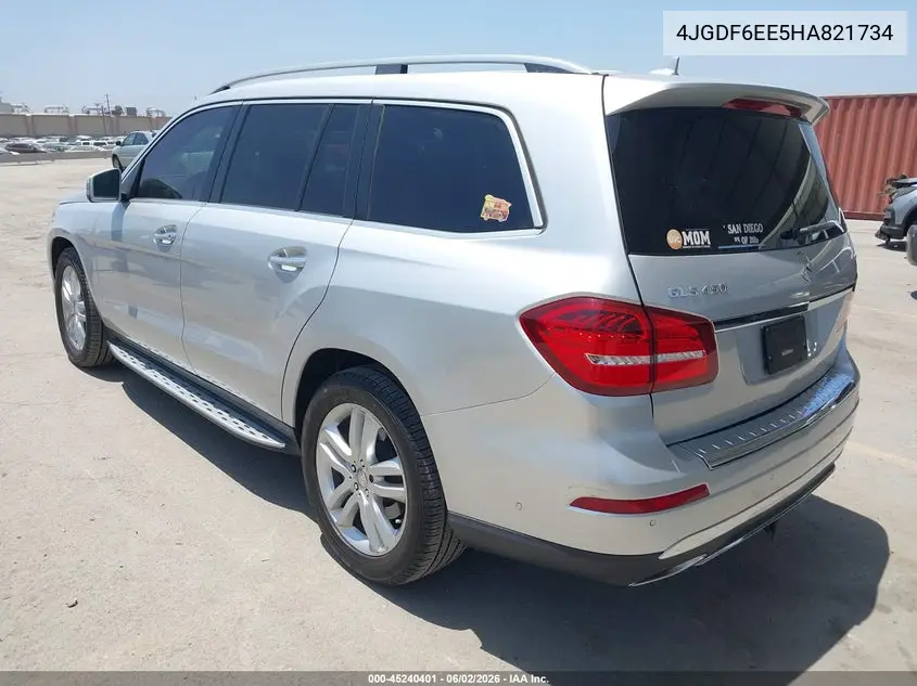 2017 Mercedes-Benz Gls 450 4Matic VIN: 4JGDF6EE5HA821734 Lot: 45240401
