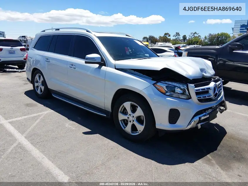 2017 Mercedes-Benz Gls 450 4Matic VIN: 4JGDF6EE5HA869640 Lot: 45243136