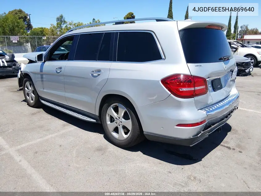 2017 Mercedes-Benz Gls 450 4Matic VIN: 4JGDF6EE5HA869640 Lot: 45243136