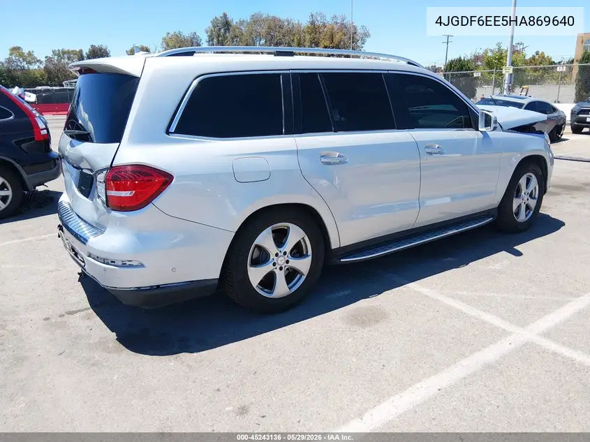 2017 Mercedes-Benz Gls 450 4Matic VIN: 4JGDF6EE5HA869640 Lot: 45243136