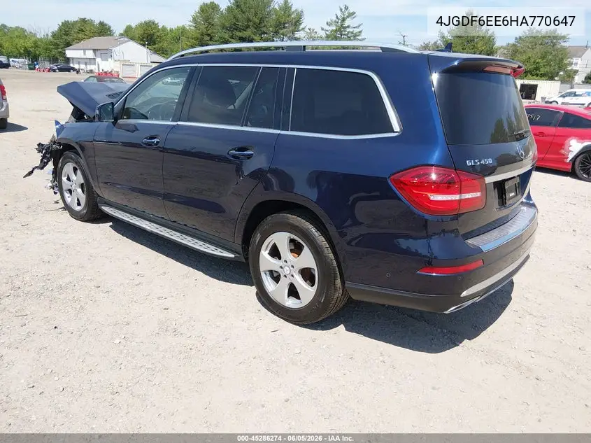 2017 Mercedes-Benz Gls 450 4Matic VIN: 4JGDF6EE6HA770647 Lot: 45286274