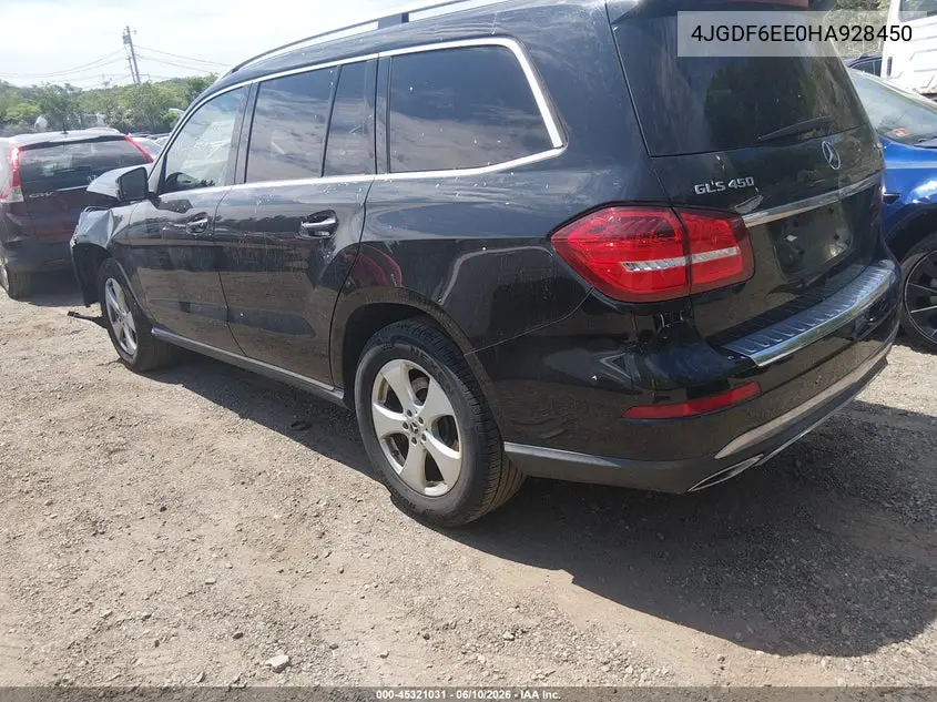 2017 Mercedes-Benz Gls 450 4Matic VIN: 4JGDF6EE0HA928450 Lot: 45321031