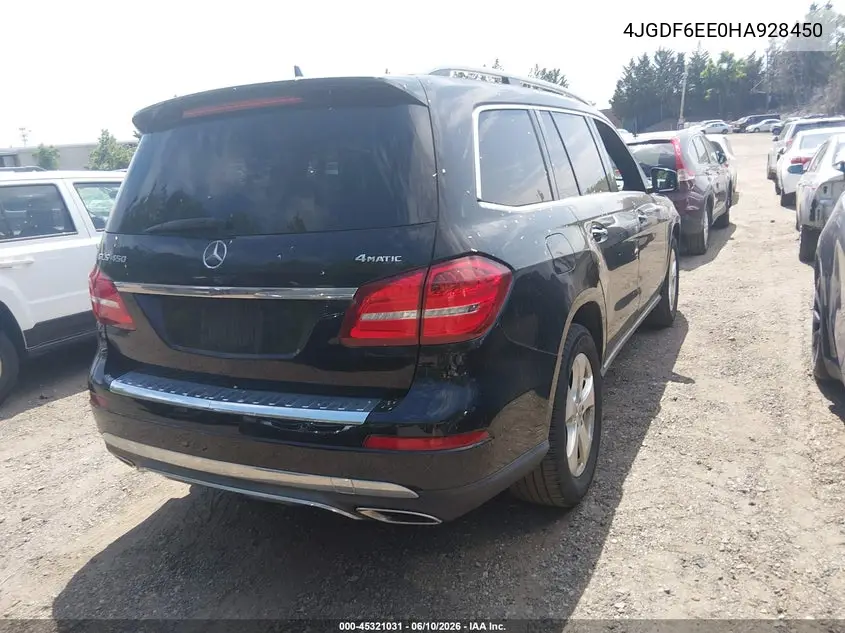2017 Mercedes-Benz Gls 450 4Matic VIN: 4JGDF6EE0HA928450 Lot: 45321031