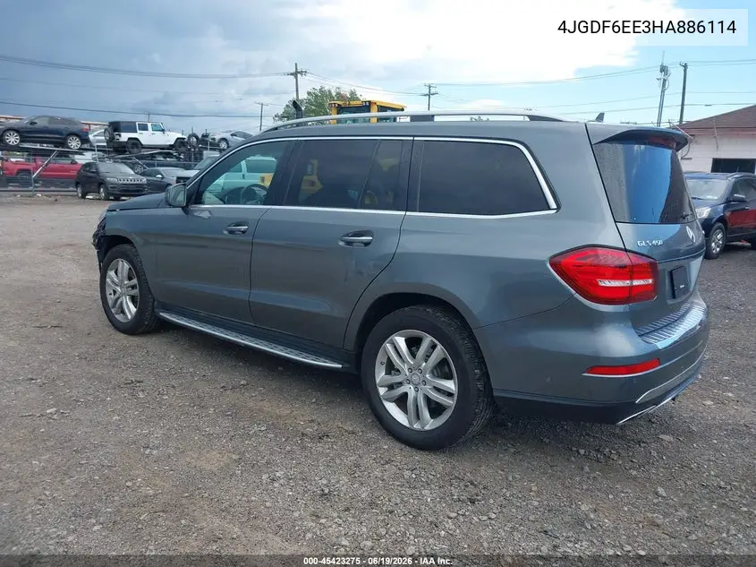 2017 Mercedes-Benz Gls 450 4Matic VIN: 4JGDF6EE3HA886114 Lot: 45423275