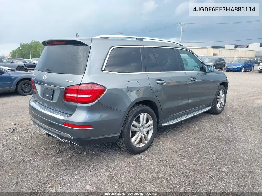 2017 Mercedes-Benz Gls 450 4Matic VIN: 4JGDF6EE3HA886114 Lot: 45423275