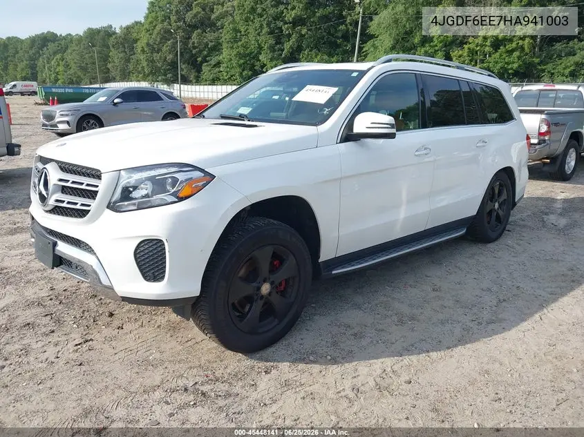 2017 Mercedes-Benz Gls 450 4Matic VIN: 4JGDF6EE7HA941003 Lot: 45448141