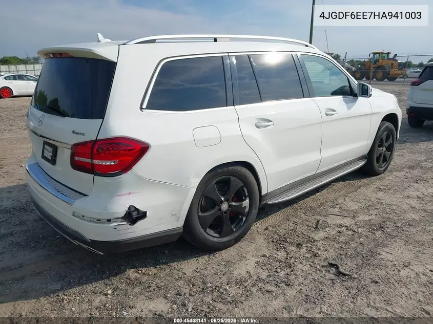 2017 Mercedes-Benz Gls 450 4Matic VIN: 4JGDF6EE7HA941003 Lot: 45448141
