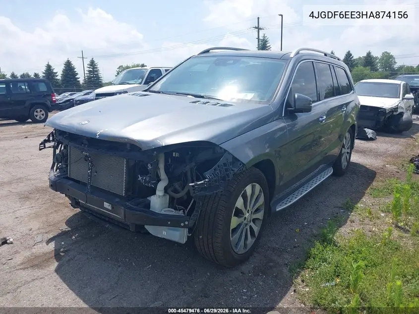 2017 Mercedes-Benz Gls 450 4Matic VIN: 4JGDF6EE3HA874156 Lot: 45479476