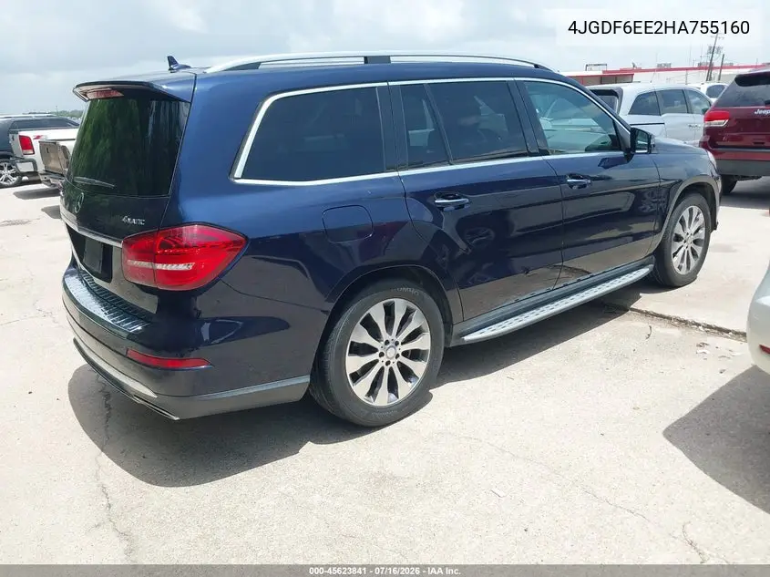 2017 Mercedes-Benz Gls 450 4Matic VIN: 4JGDF6EE2HA755160 Lot: 45623841
