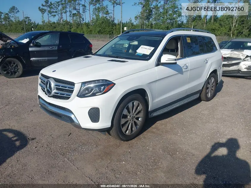 2018 Mercedes-Benz Gls 450 4Matic VIN: 4JGDF6EE8JB092760 Lot: 45346340