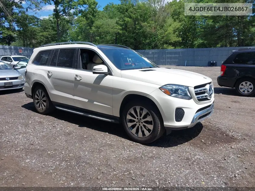2018 Mercedes-Benz Gls 450 4Matic VIN: 4JGDF6EE4JB026867 Lot: 45399904