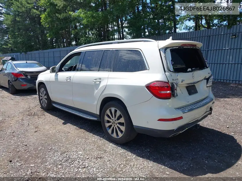 2018 Mercedes-Benz Gls 450 4Matic VIN: 4JGDF6EE4JB026867 Lot: 45399904