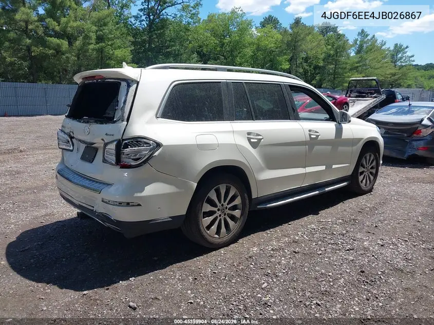 2018 Mercedes-Benz Gls 450 4Matic VIN: 4JGDF6EE4JB026867 Lot: 45399904