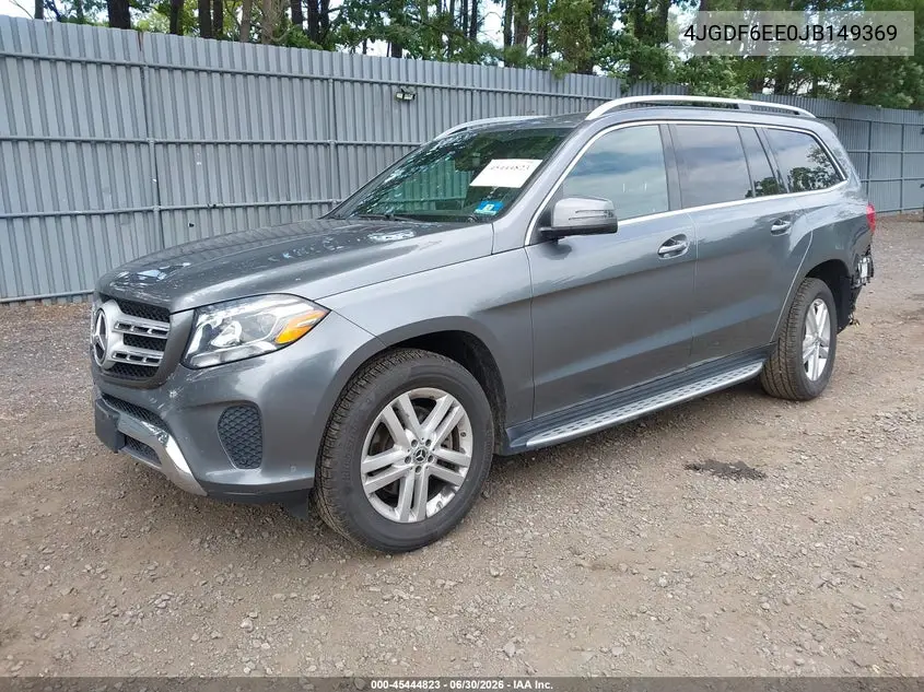 2018 Mercedes-Benz Gls 450 4Matic VIN: 4JGDF6EE0JB149369 Lot: 45444823