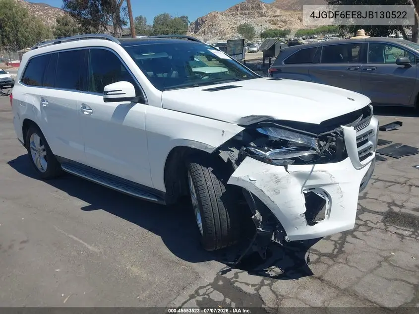 2018 Mercedes-Benz Gls 450 4Matic VIN: 4JGDF6EE8JB130522 Lot: 45553523