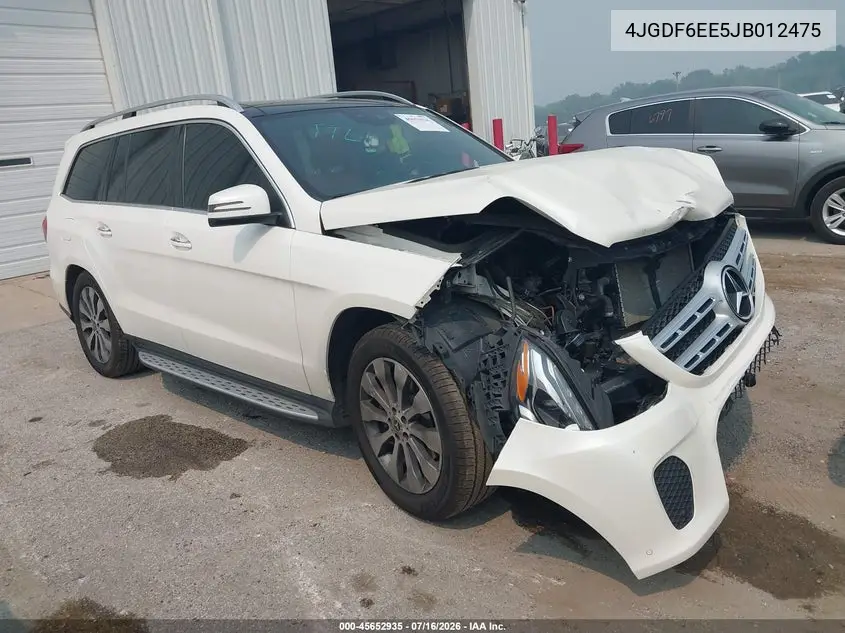 2018 Mercedes-Benz Gls 450 4Matic VIN: 4JGDF6EE5JB012475 Lot: 45652935