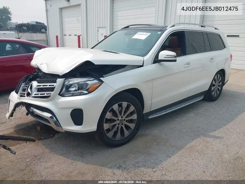 2018 Mercedes-Benz Gls 450 4Matic VIN: 4JGDF6EE5JB012475 Lot: 45652935