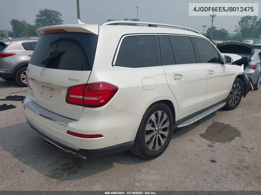 2018 Mercedes-Benz Gls 450 4Matic VIN: 4JGDF6EE5JB012475 Lot: 45652935