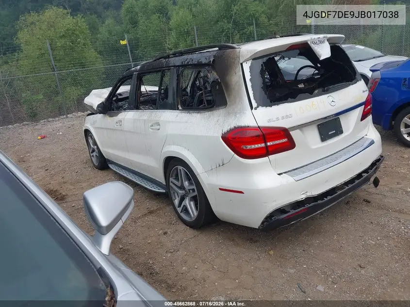 2018 Mercedes-Benz Gls 550 4Matic VIN: 4JGDF7DE9JB017038 Lot: 45662868