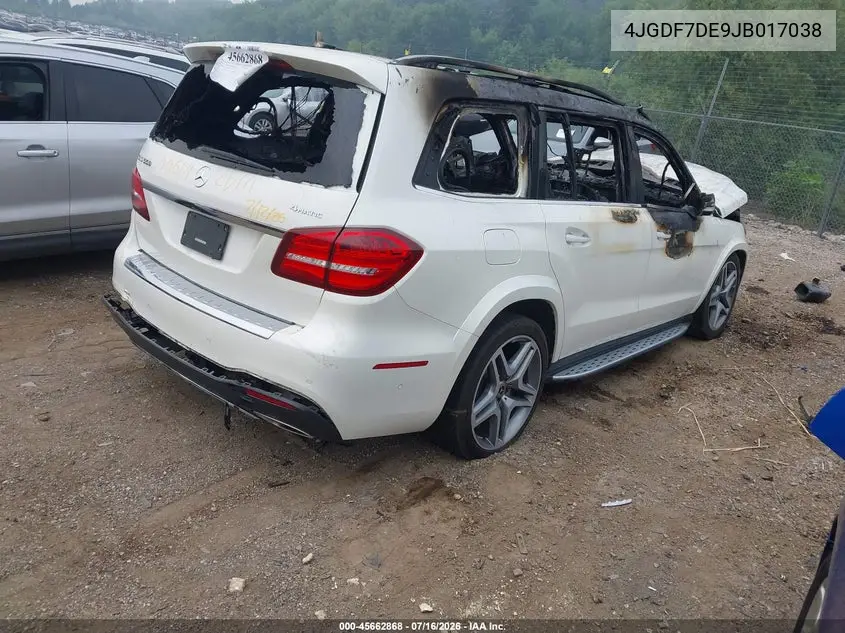 2018 Mercedes-Benz Gls 550 4Matic VIN: 4JGDF7DE9JB017038 Lot: 45662868