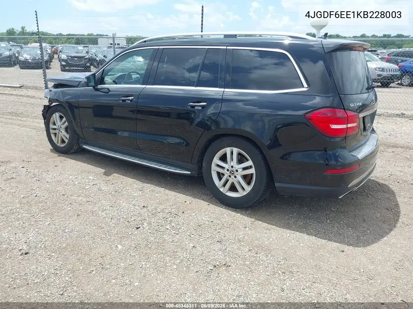 2019 Mercedes-Benz Gls 450 4Matic VIN: 4JGDF6EE1KB228003 Lot: 45345311