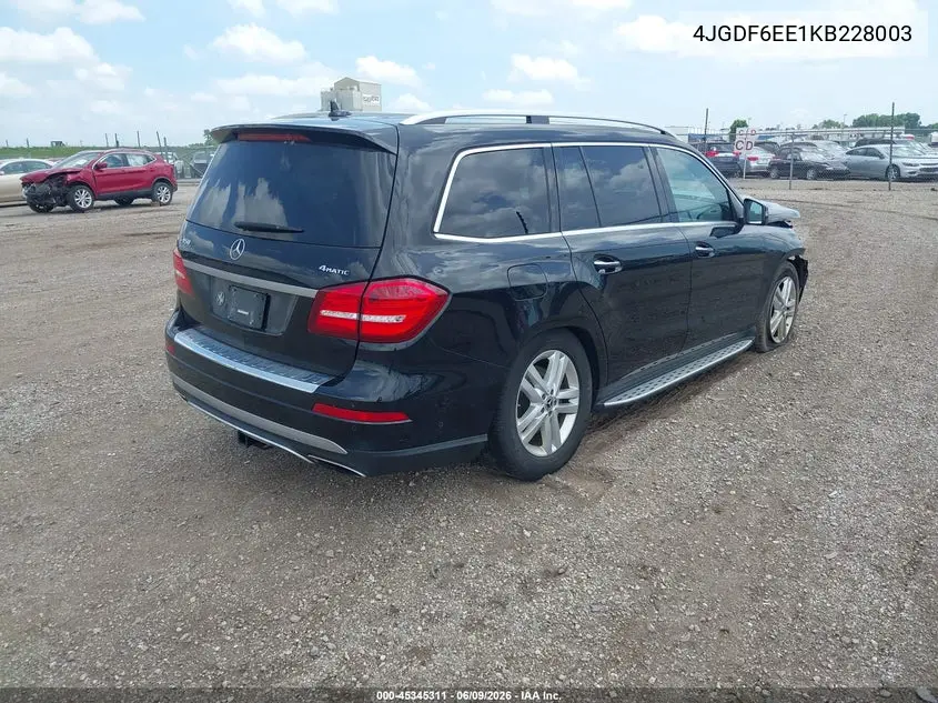 2019 Mercedes-Benz Gls 450 4Matic VIN: 4JGDF6EE1KB228003 Lot: 45345311