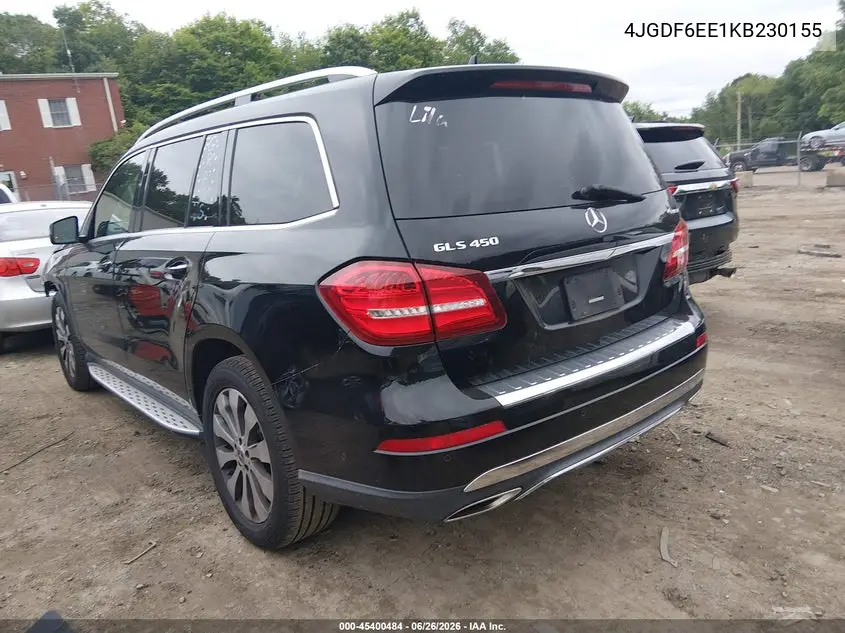 2019 Mercedes-Benz Gls 450 4Matic VIN: 4JGDF6EE1KB230155 Lot: 45400484