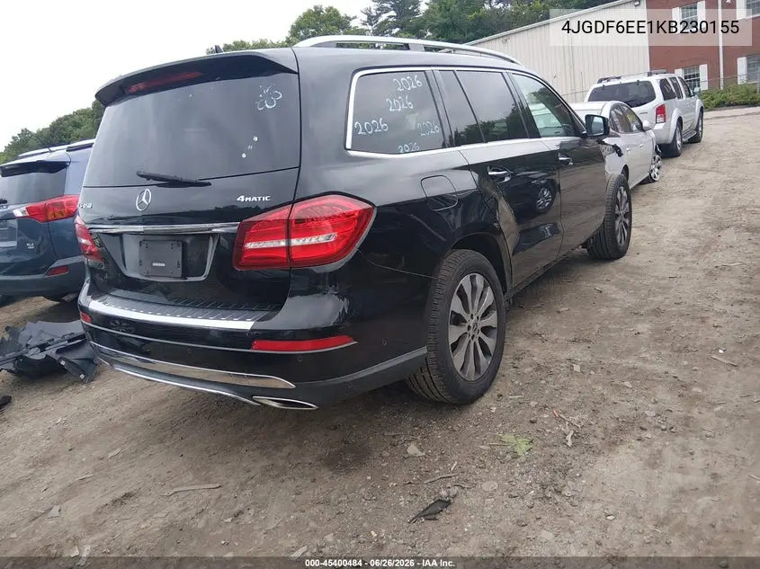 2019 Mercedes-Benz Gls 450 4Matic VIN: 4JGDF6EE1KB230155 Lot: 45400484