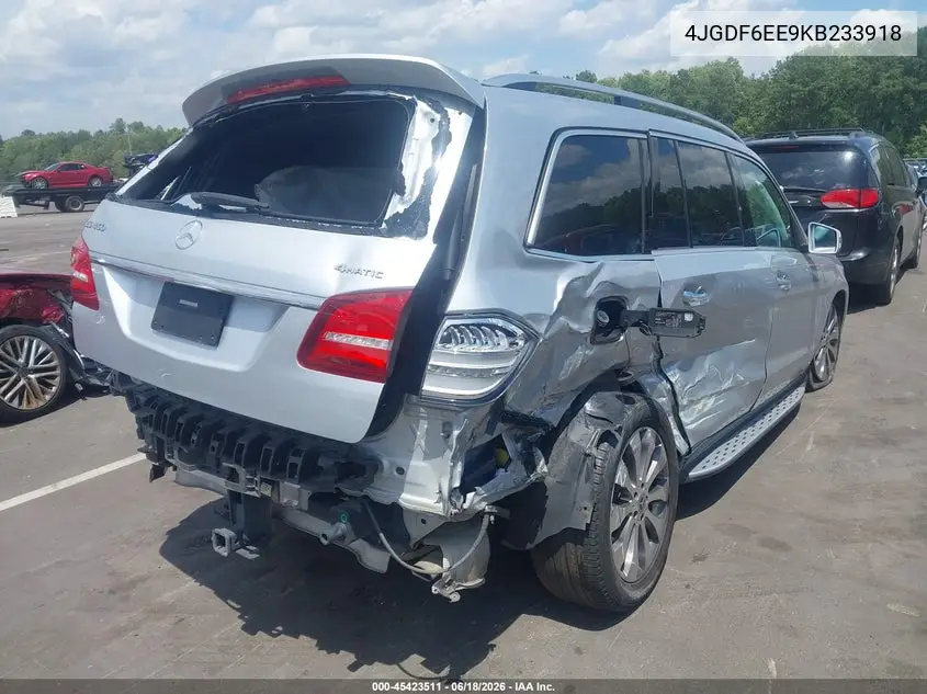 2019 Mercedes-Benz Gls 450 4Matic VIN: 4JGDF6EE9KB233918 Lot: 45423511