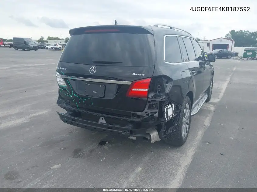 2019 Mercedes-Benz Gls 450 4Matic VIN: 4JGDF6EE4KB187592 Lot: 45654040