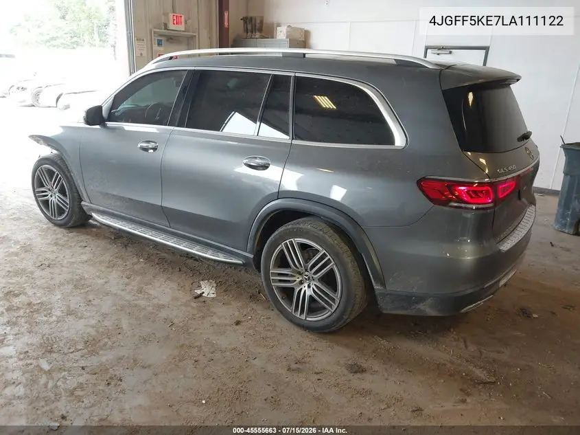2020 Mercedes-Benz Gls 450 4Matic VIN: 4JGFF5KE7LA111122 Lot: 45555663