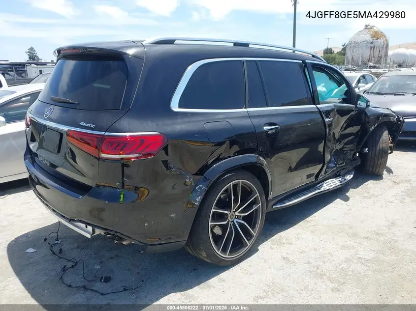2021 Mercedes-Benz Gls 580 4Matic VIN: 4JGFF8GE5MA429980 Lot: 45506222