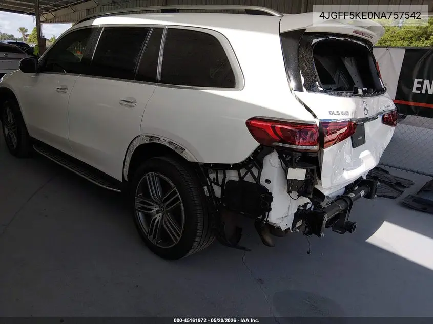2022 Mercedes-Benz Gls 450 4Matic VIN: 4JGFF5KE0NA757542 Lot: 45161972