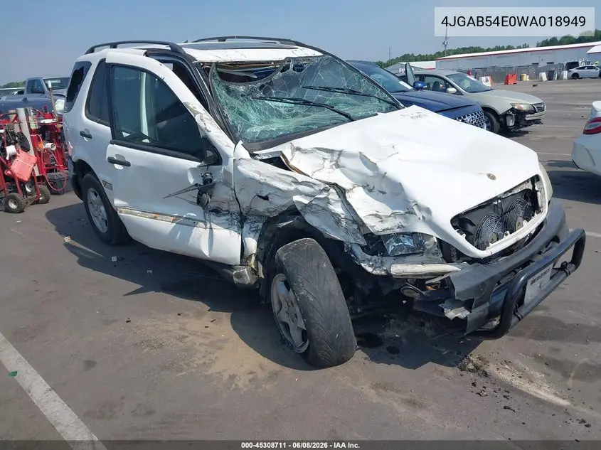 1998 Mercedes-Benz Ml 320 Classic VIN: 4JGAB54E0WA018949 Lot: 45308711