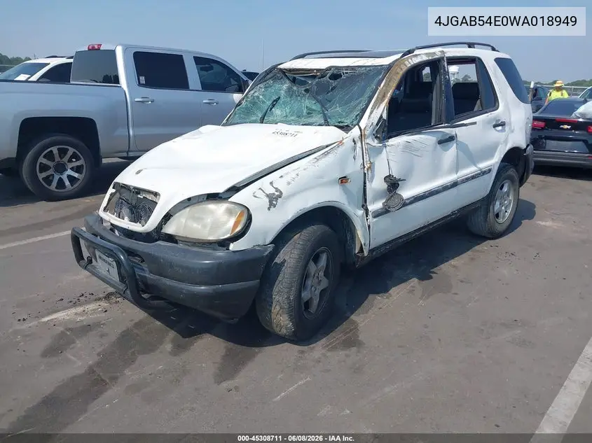 1998 Mercedes-Benz Ml 320 Classic VIN: 4JGAB54E0WA018949 Lot: 45308711