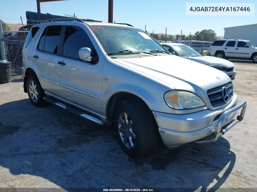 2000 Mercedes-Benz Ml 430 VIN: 4JGAB72E4YA167446 Lot: 45389064