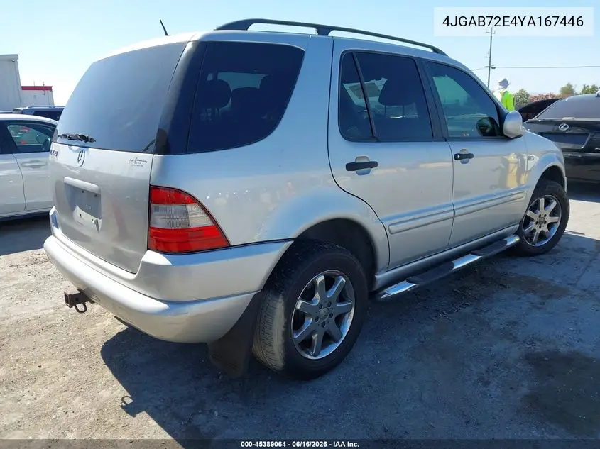 2000 Mercedes-Benz Ml 430 VIN: 4JGAB72E4YA167446 Lot: 45389064