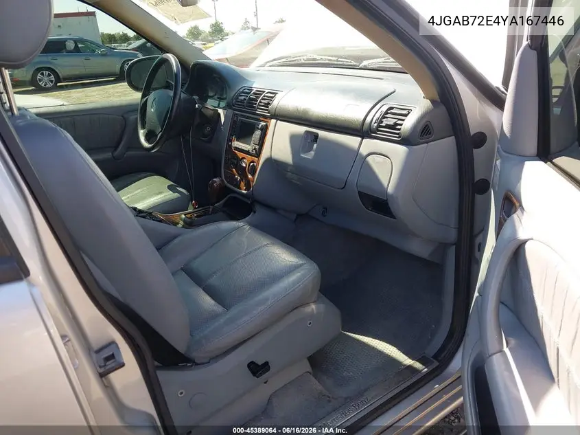 2000 Mercedes-Benz Ml 430 VIN: 4JGAB72E4YA167446 Lot: 45389064