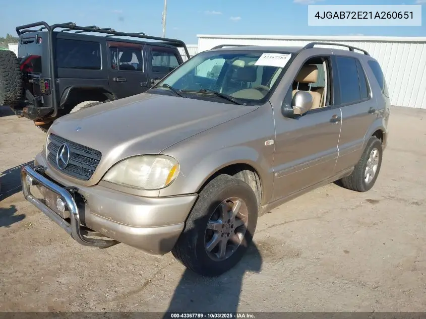 4JGAB72E21A260651 2001 Mercedes-Benz Ml 430