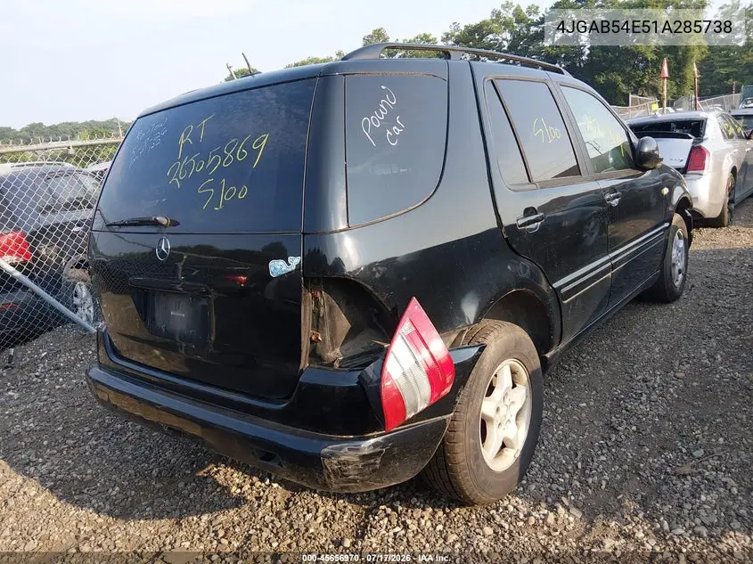 2001 Mercedes-Benz Ml 320 VIN: 4JGAB54E51A285738 Lot: 45656970