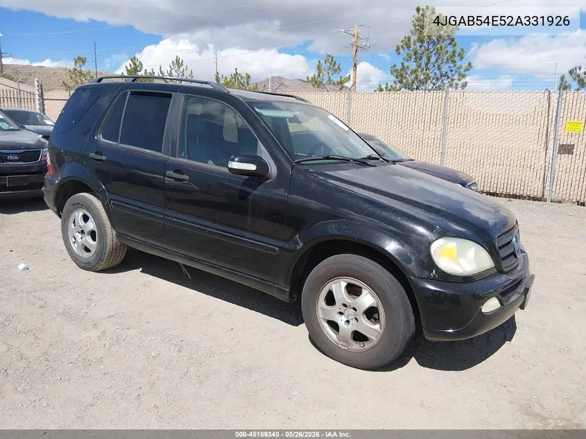 2002 Mercedes-Benz Ml 320 VIN: 4JGAB54E52A331926 Lot: 45189340