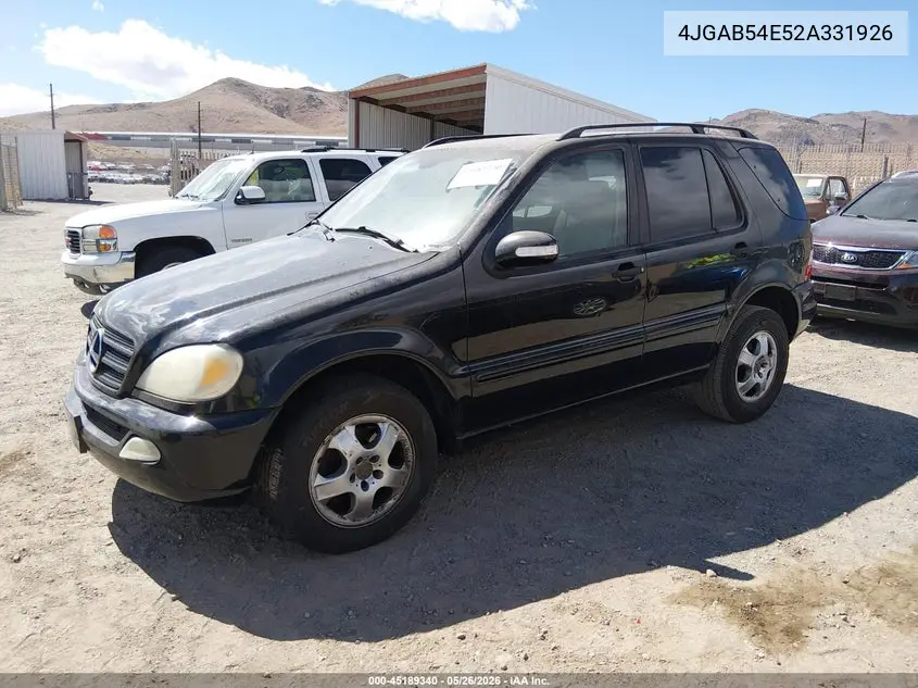 2002 Mercedes-Benz Ml 320 VIN: 4JGAB54E52A331926 Lot: 45189340
