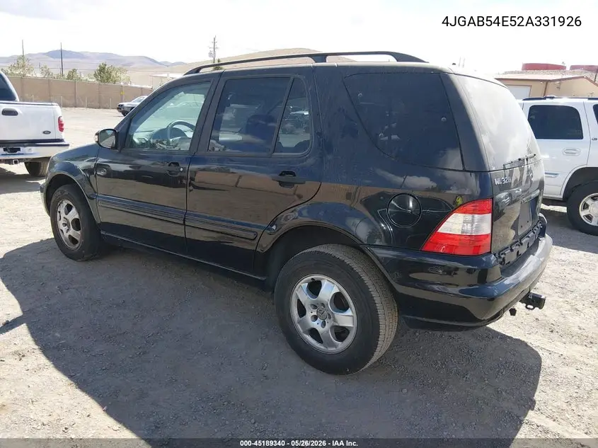 2002 Mercedes-Benz Ml 320 VIN: 4JGAB54E52A331926 Lot: 45189340