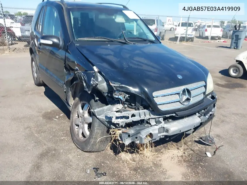 2003 Mercedes-Benz Ml 350 VIN: 4JGAB57E03A419909 Lot: 45353771